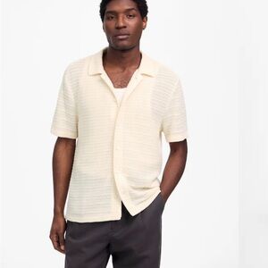 Madewell antique cream Jacquard-Knit Short-Sleeve Button-Up Shirt